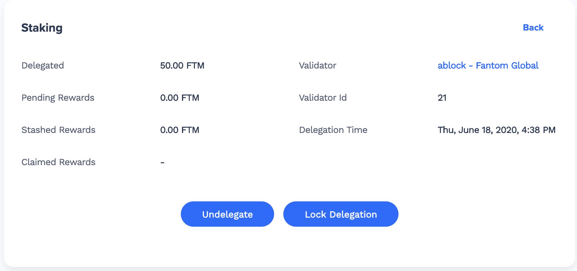 fantom lock delegation for fluid staking and earning FTM staking rewards