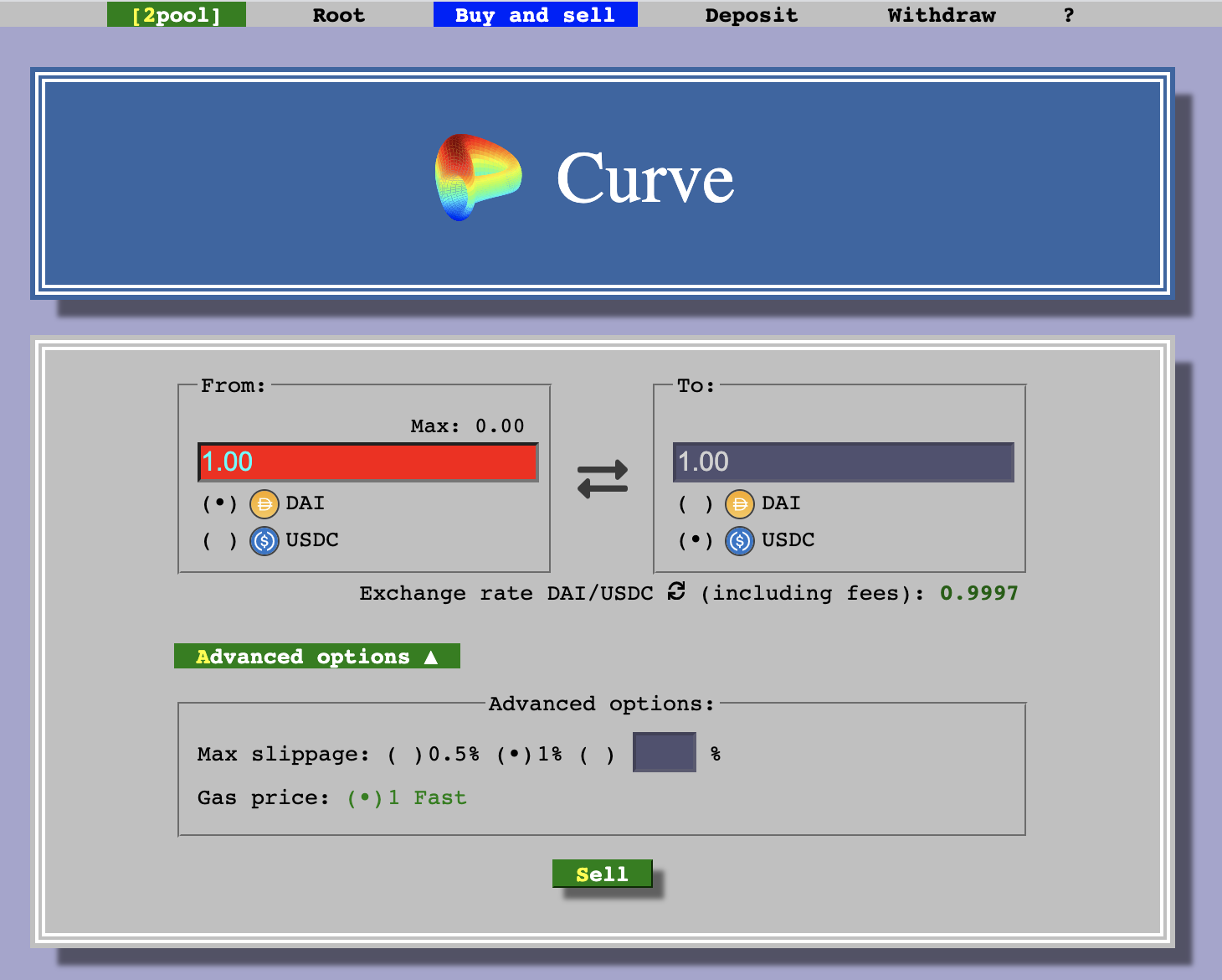 Swap DAI and USDC on Curve on Fantom